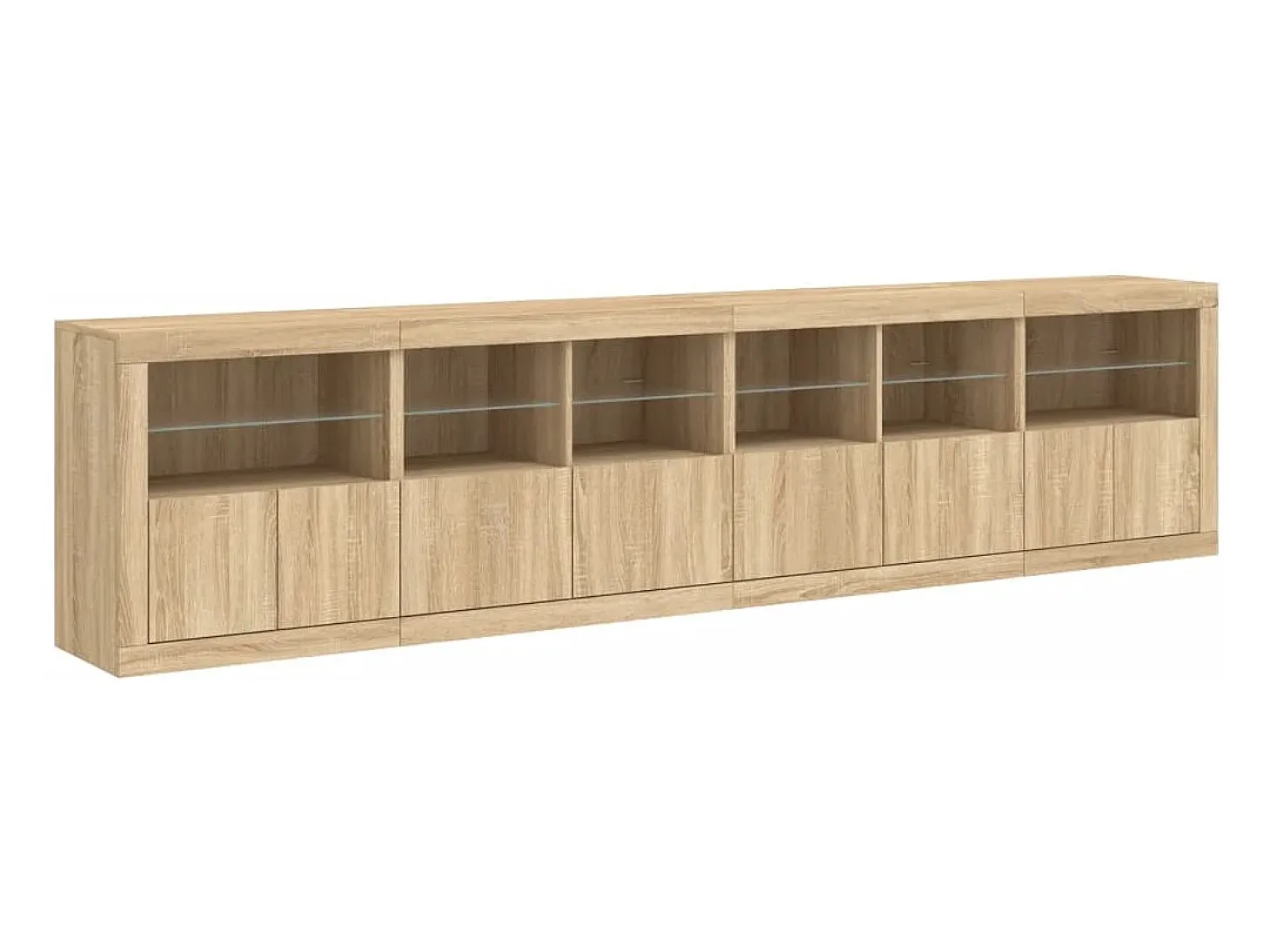Aparador buffet cómoda armario mueble organizador cocina salón salón con luces LED sonoma 283 x 37 x 67 cm marrón 02_0029957