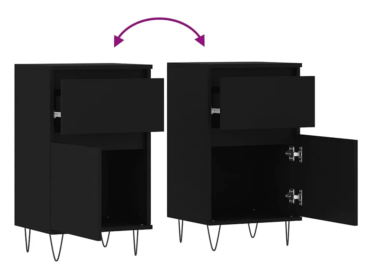Aparador buffet cómoda armario mueble organizador cocina salón salón juego de 2 40 x 35 x 70 cm madera contrachapada negra 02_0036904