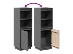Aparador buffet cómoda armario mueble organizador cocina salón salón alto 37 x 34 x 110 cm madera maciza de pino gris 02_0034225