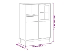 Aparador buffet cómoda armario mueble organizador cocina salón salón con puerta de cristal FLAm 92 x 40 x 122,5 cm madera maciza de pino marrón 02_0030105