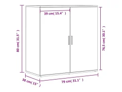 Aparador buffet cómoda armario mueble organizador cocina salón salón juego de 2 79 x 38 x 80 cm madera contrachapada blanca 02_0036686