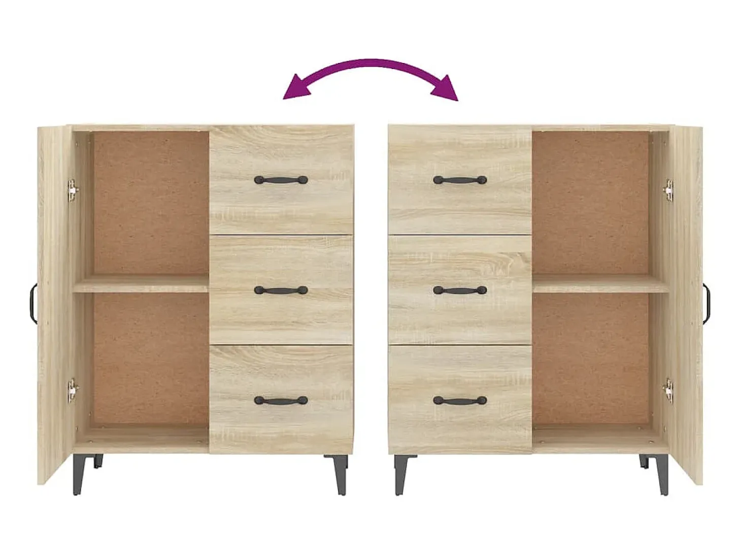 Aparador buffet cómoda armario unidad de almacenamiento organizador cocina salón salón Sonoma 69,5 x 34 x 90 cm madera contrachapada marrón 02_0031655