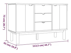 Aparador Buffet Cómoda Armario Unidad de Almacenamiento Organizador Cocina Salón Salón y 113,5 x 43 x 73 cm Madera Maciza Pino Gris 02_0036187