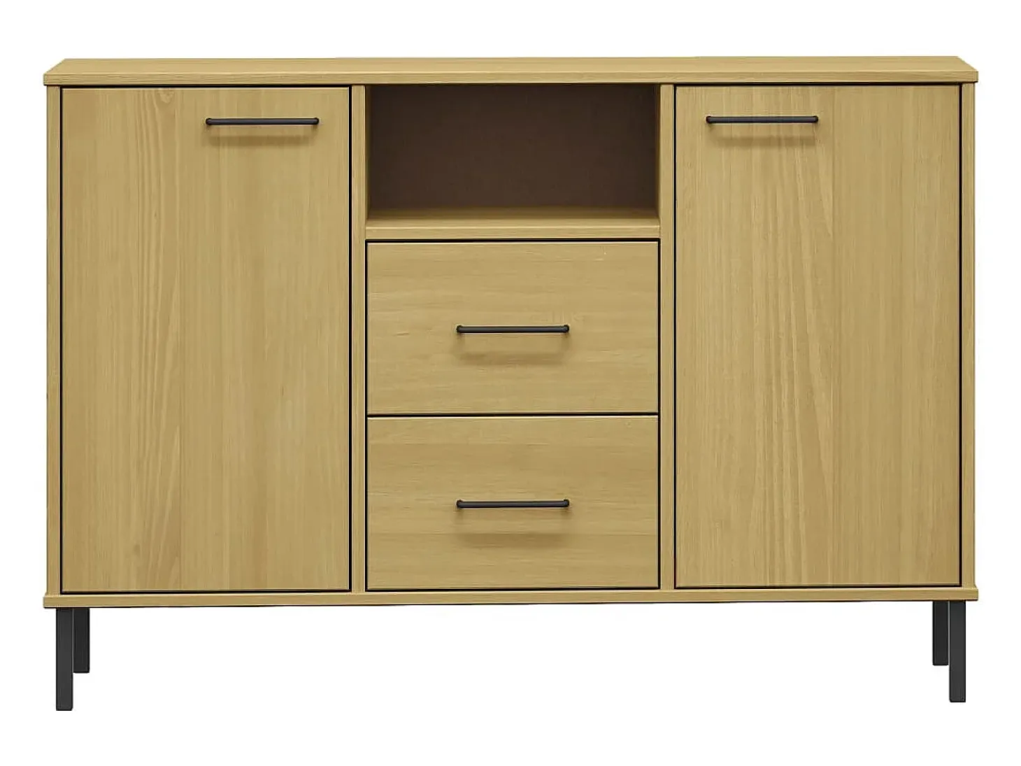 Aparador buffet cómoda armario mueble organizador cocina salón salón con patas de metal 113 x 40 x 77 cm madera maciza marrón 02_0030095