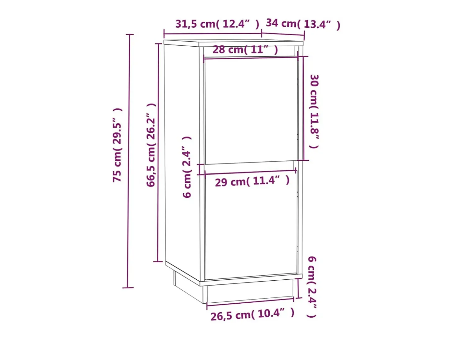 Aparador buffet cómoda armario mueble organizador cocina salón salón juego de 2 31,5 x 34 x 75 cm madera maciza de pino gris 02_0036835
