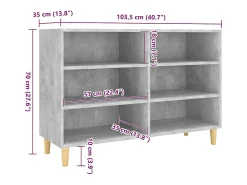 Aparador buffet cómoda armario unidad de almacenamiento organizador cocina salón salón 103,5 x 35 x 70 cm madera contrachapada gris 02_0031838