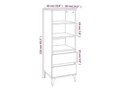 Aparador buffet cómoda armario mueble organizador cocina salón salón alto 40 x 36 x 110 cm madera contrachapada gris 02_0034436