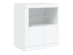 Aparador buffet cómoda armario mueble organizador cocina salón salón con luces LED 181,5 x 37 x 67 cm blanco 02_0029839