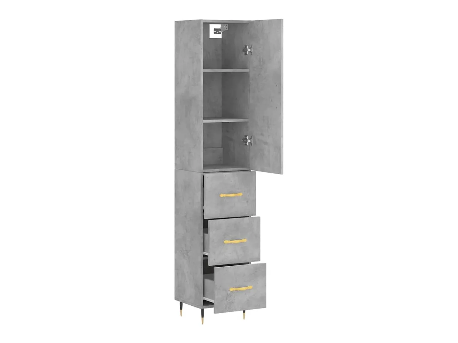 Aparador buffet cómoda armario mueble organizador cocina salón salón alto 34,5 x 34 x 180 cm madera contrachapada gris 02_0034313