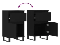 Aparador buffet cómoda armario mueble organizador cocina salón salón juego de 2 40 x 35 x 70 cm madera contrachapada negra 02_0036902