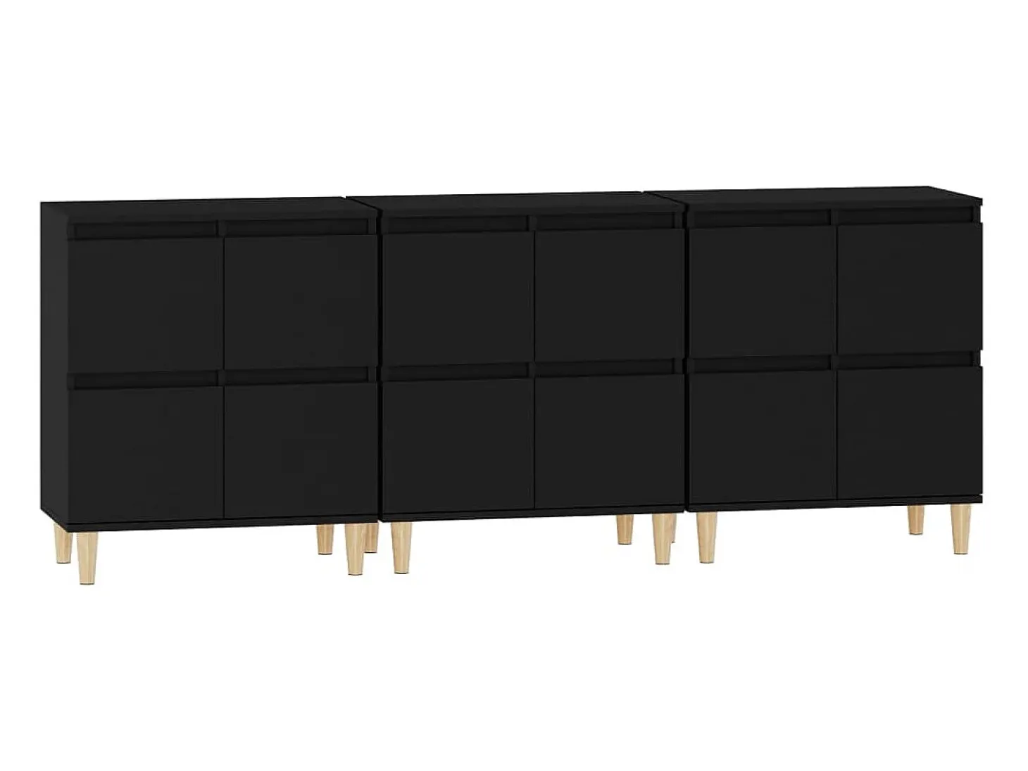Aparador buffet cómoda armario unidad de almacenamiento organizador cocina salón salón 3 piezas 60 x 35 x 70 cm negro madera contrachapada 02_0037144
