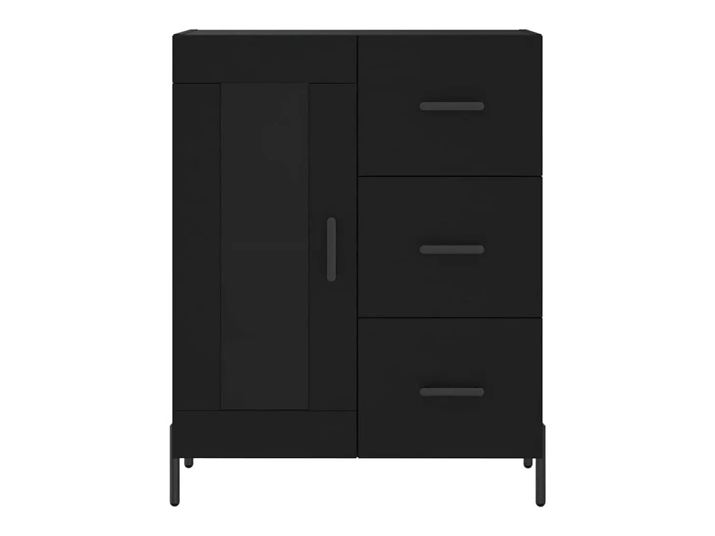 Aparador buffet cómoda armario mueble organizador cocina salón salón 69,5 x 34 x 90 cm madera contrachapada negra 02_0036063