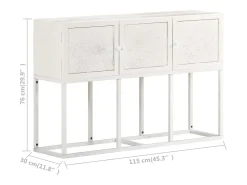 Aparador buffet cómoda armario mueble organizador cocina salón salón 115 x 30 x 76 cm madera maciza de mango blanco 02_0029525