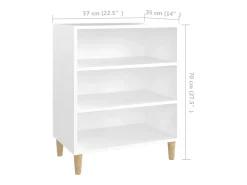 Aparador buffet cómoda armario unidad de almacenamiento organizador cocina salón salón 57 x 35 x 70 cm madera contrachapada blanca 02_0030322
