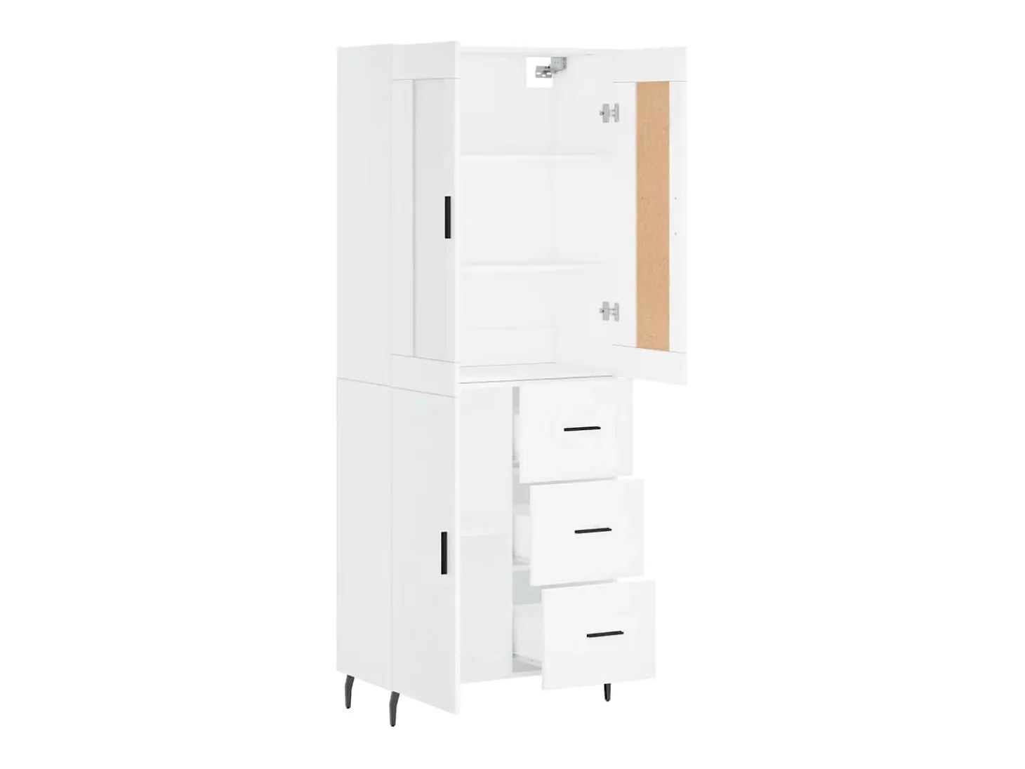 Aparador buffet cómoda armario mueble organizador cocina salón salón alto 69,5 x 34 x 180 cm madera contrachapada blanco 02_0032597