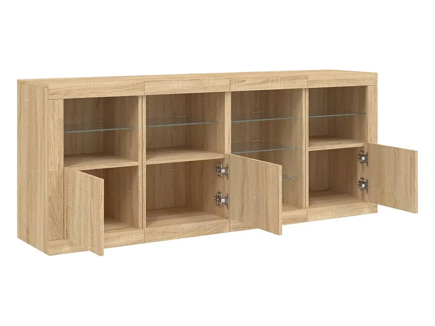 Aparador buffet cómoda armario mueble organizador cocina salón salón con luces LED sonoma 164 x 37 x 67 cm marrón 02_0029946