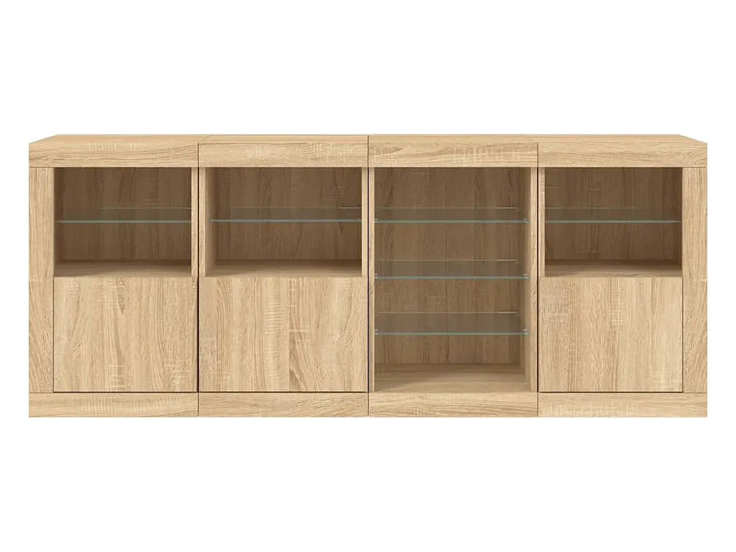 Aparador buffet cómoda armario mueble organizador cocina salón salón con luces LED sonoma 164 x 37 x 67 cm marrón 02_0029946