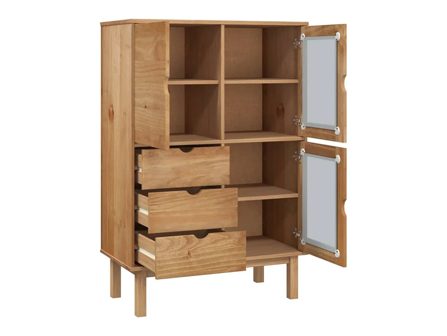 Aparador buffet cómoda armario mueble organizador cocina salón salón alto 85 x 43 x 125 cm madera maciza de pino marrón 02_0035150
