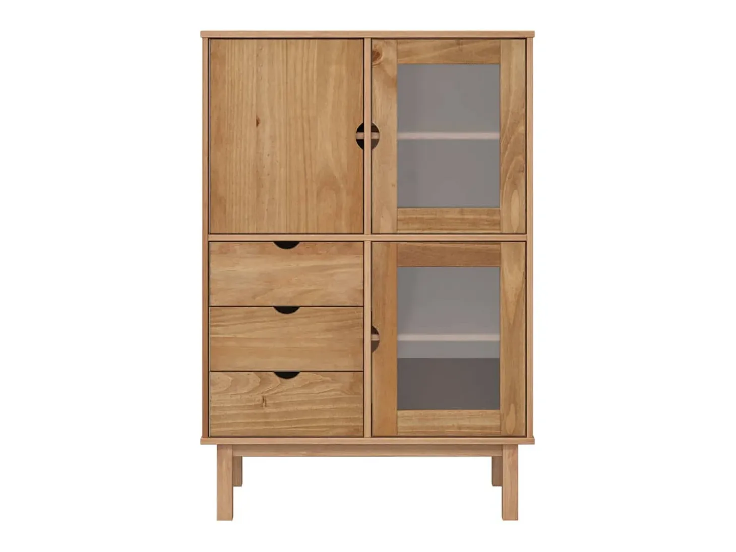 Aparador buffet cómoda armario mueble organizador cocina salón salón alto 85 x 43 x 125 cm madera maciza de pino marrón 02_0035150