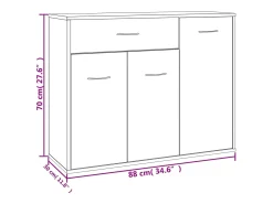 Aparador buffet cómoda armario unidad de almacenamiento organizador cocina salón salón 88 x 30 x 70 cm madera contrachapada gris 02_0032111
