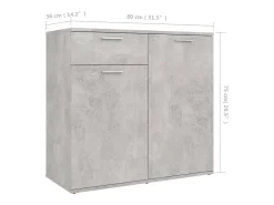 Aparador buffet cómoda armario unidad de almacenamiento organizador cocina salón salón 80 x 36 x 75 cm madera contrachapada gris 02_0032105