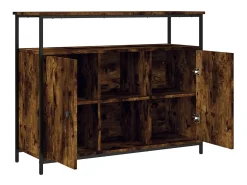 Aparador buffet cómoda armario unidad de almacenamiento organizador cocina salón salón 100 x 35 x 80 cm madera contrachapada marrón 02_0030834