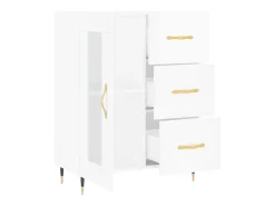 Aparador buffet cómoda armario mueble organizador cocina salón brillante 69,5 x 34 x 90 cm madera contrachapada blanco 02_0030747