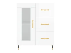 Aparador buffet cómoda armario mueble organizador cocina salón brillante 69,5 x 34 x 90 cm madera contrachapada blanco 02_0030747