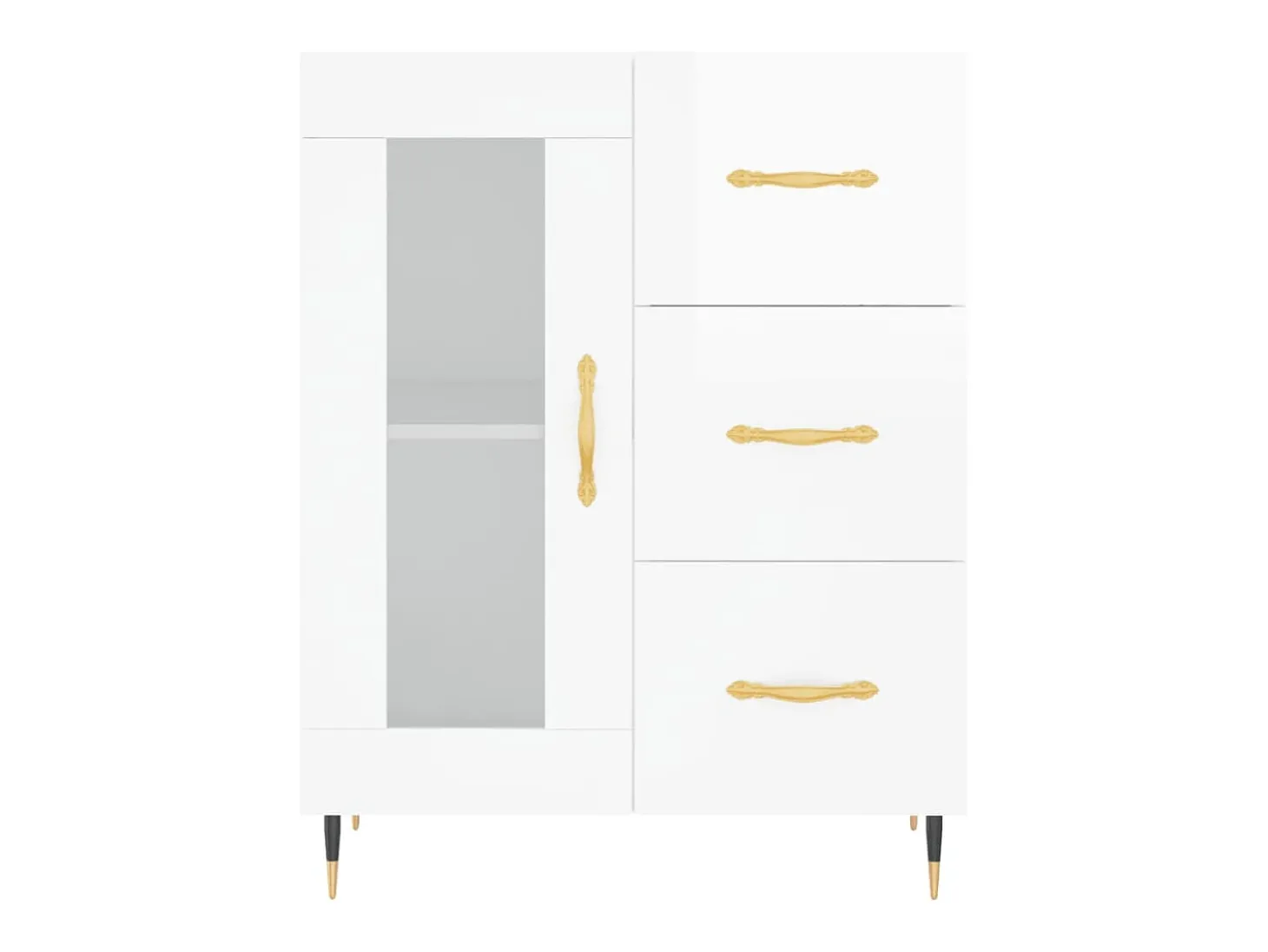 Aparador buffet cómoda armario mueble organizador cocina salón brillante 69,5 x 34 x 90 cm madera contrachapada blanco 02_0030747