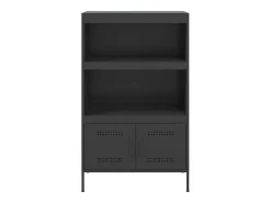 Aparador buffet cómoda armario mueble organizador cocina salón salón alto 68 x 39 x 113 cm acero negro 02_0034964