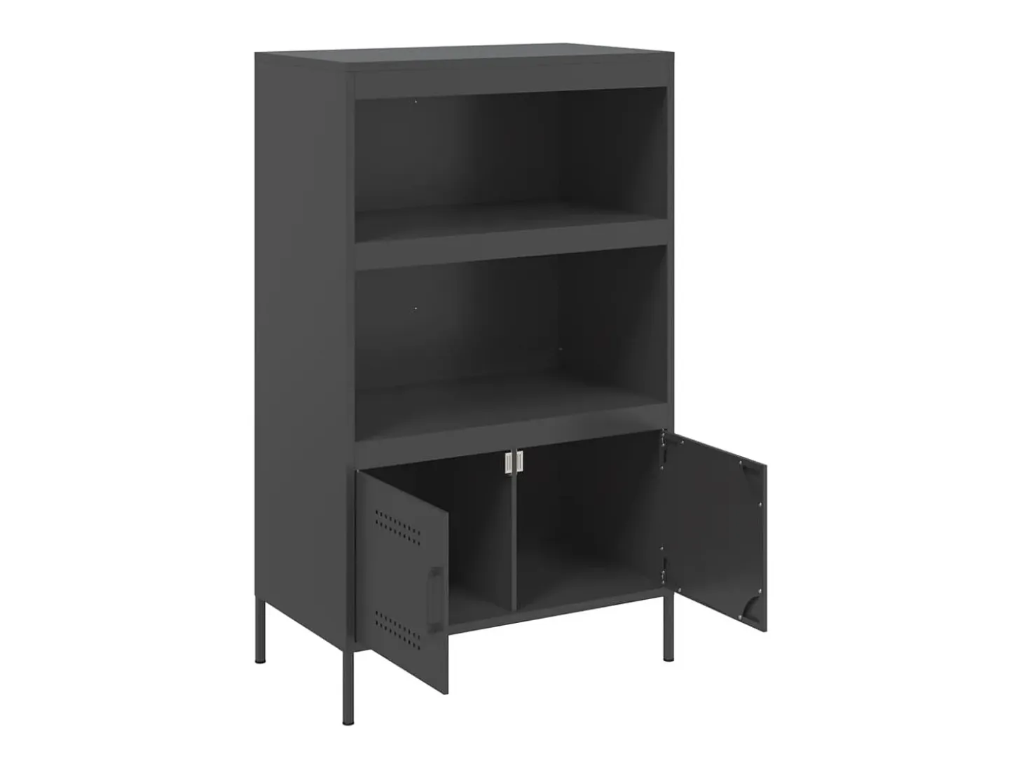 Aparador buffet cómoda armario mueble organizador cocina salón salón alto 68 x 39 x 113 cm acero negro 02_0034964