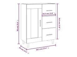 Aparador buffet cómoda armario unidad de almacenamiento organizador cocina salón salón 69,5 x 34 x 90 cm madera contrachapada blanco 02_0030430