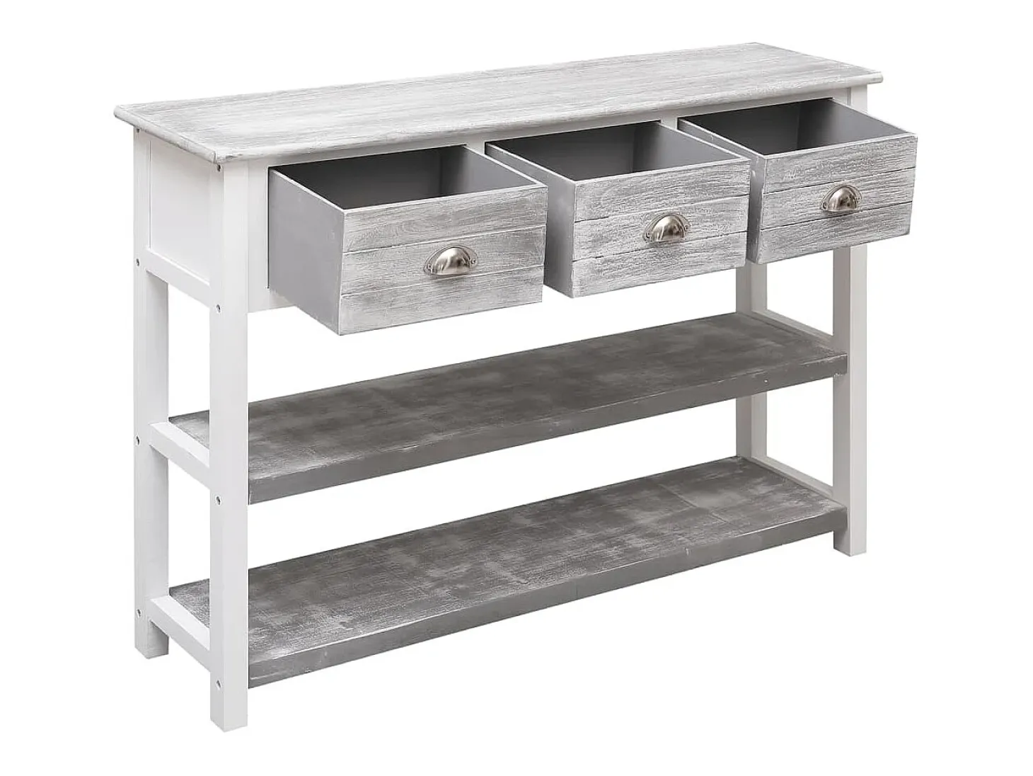 Aparador buffet cómoda armario mueble organizador cocina salón salón antiguo 108 x 30 x 76 cm madera maciza de Paulownia gris 02_0031812