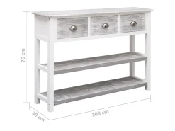 Aparador buffet cómoda armario mueble organizador cocina salón salón antiguo 108 x 30 x 76 cm madera maciza de Paulownia gris 02_0031812