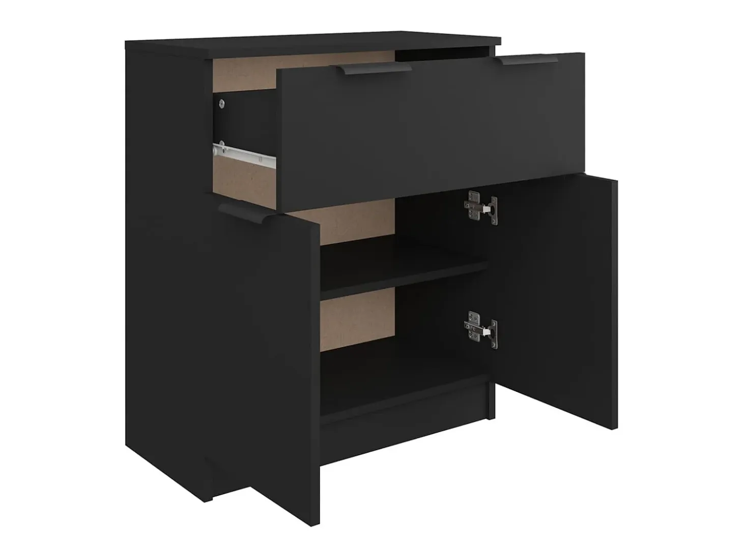Aparador buffet cómoda armario mueble organizador cocina salón salón 60 x 30 x 70 cm madera contrachapada negra 02_0035964