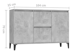 Aparador buffet cómoda armario unidad de almacenamiento organizador cocina salón salón 104 x 35 x 70 cm madera contrachapada gris 02_0031844