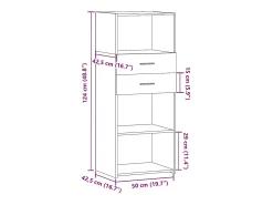 Aparador buffet cómoda armario mueble organizador cocina salón salón alto 50 x 42,5 x 124 cm madera contrachapada negro 02_0034935
