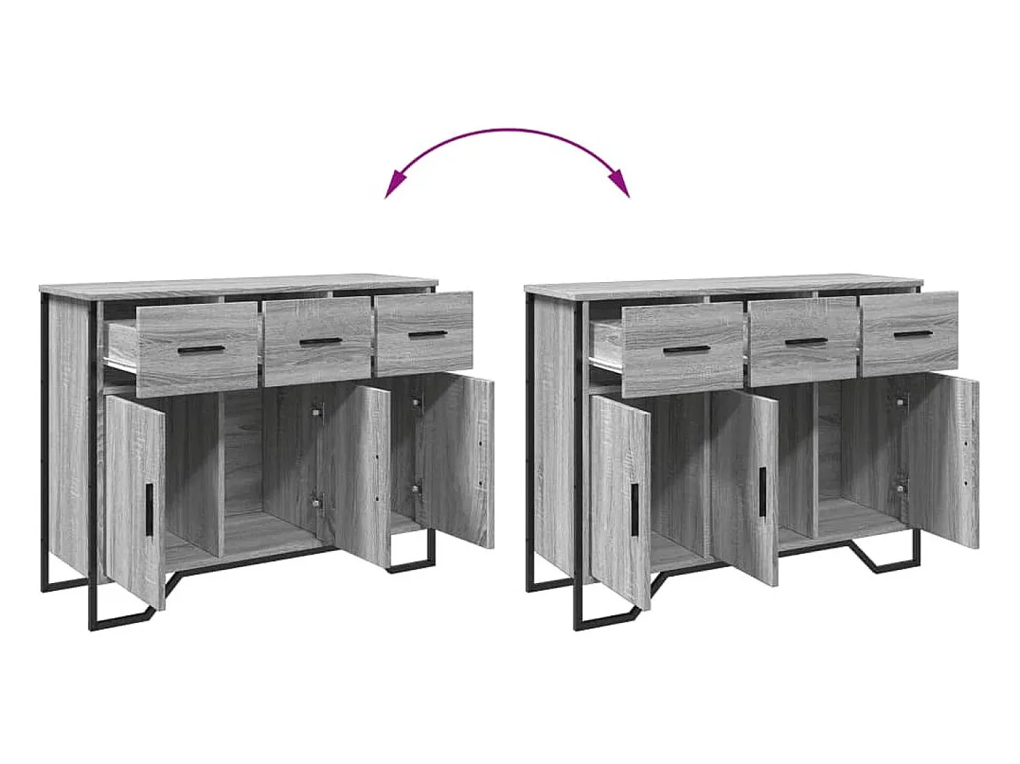 Aparador buffet cómoda armario unidad de almacenamiento organizador cocina salón salón Sonoma 97 x 32,5 x 74,5 cm madera contrachapada gris 02_0036560