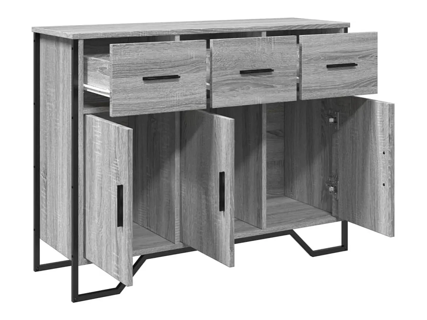 Aparador buffet cómoda armario unidad de almacenamiento organizador cocina salón salón Sonoma 97 x 32,5 x 74,5 cm madera contrachapada gris 02_0036560