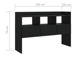 Aparador buffet cómoda armario unidad de almacenamiento organizador cocina salón salón 105 x 30 x 70 cm madera contrachapada negra 02_0035834