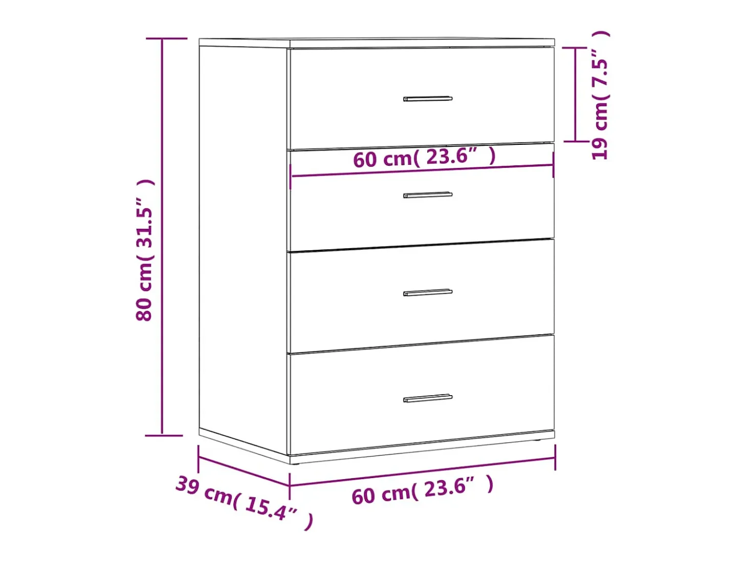 Aparador buffet cómoda armario unidad de almacenamiento organizador cocina salón salón juego de 2 sonoma 60 x 39 x 80 cm marrón madera contrachapada 02_0036822