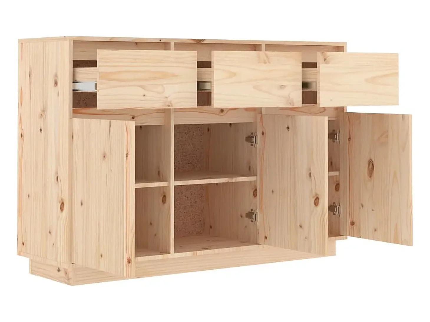 Aparador buffet cómoda armario mueble organizador cocina salón salón 110 x 34 x 75 cm madera maciza de pino marrón 02_0029515