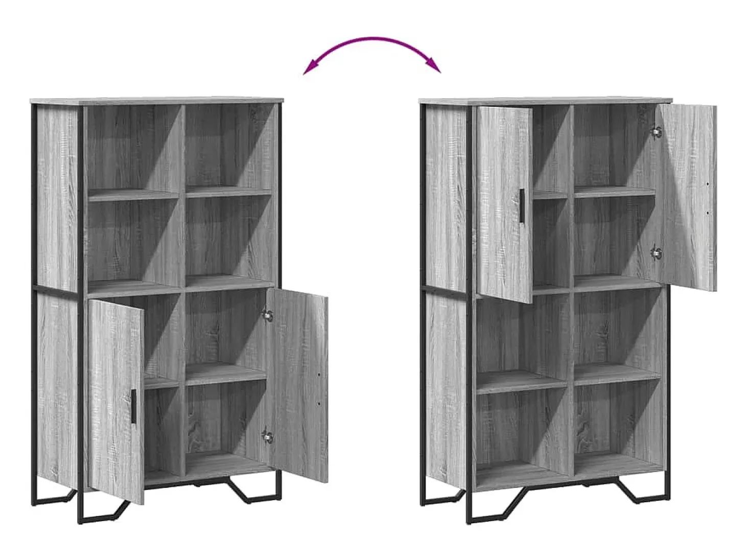 Aparador buffet cómoda armario mueble organizador cocina salón salón alto Sonoma 79,5 x 35,5 x 137,5 cm madera contrachapada gris 02_0035632