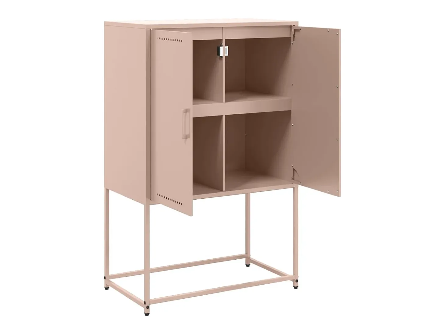 Aparador buffet cómoda armario mueble organizador cocina salón salón alto 68,5 x 38,5 x 107 cm acero rosa 02_0035159