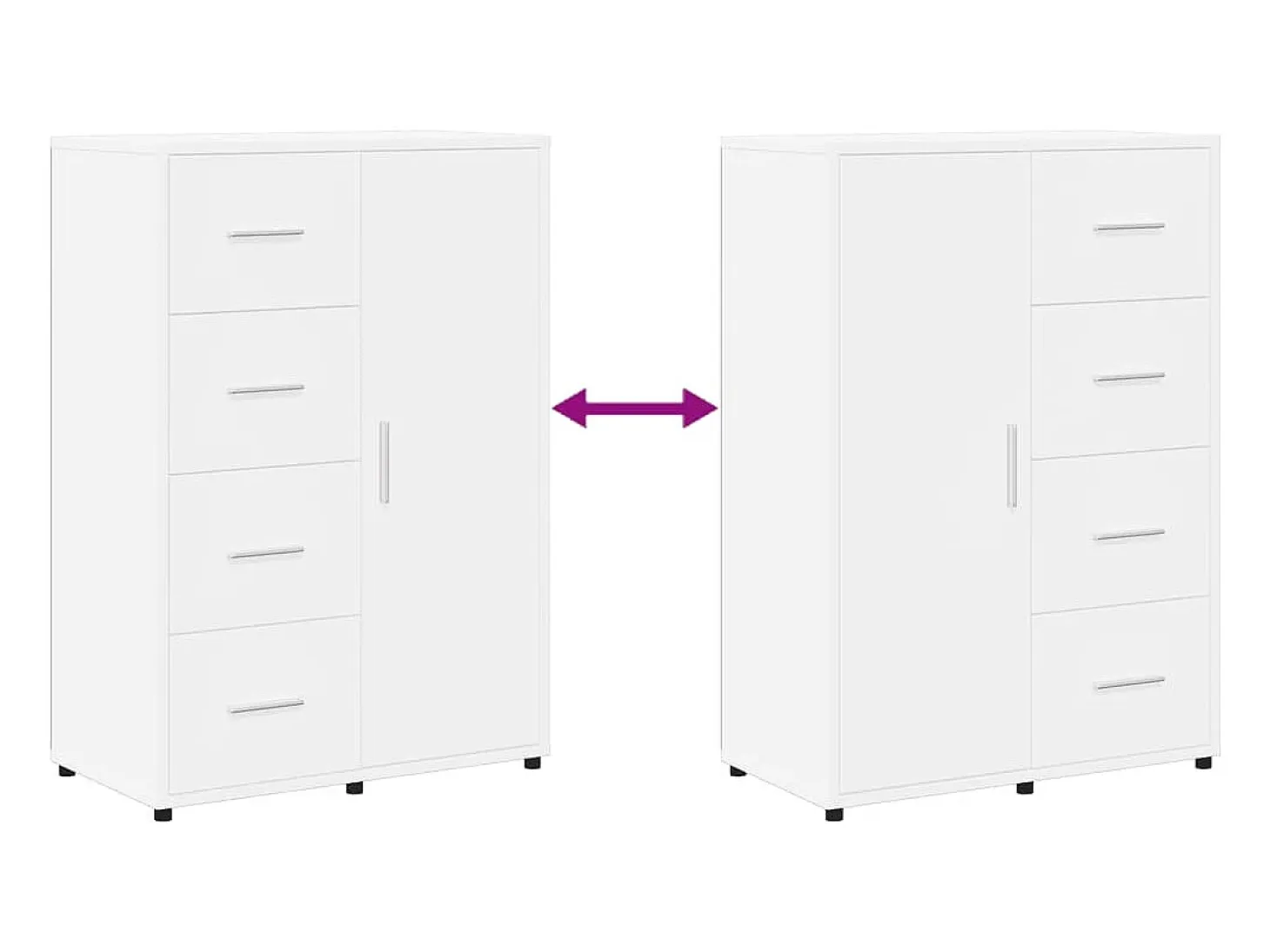 Aparador buffet cómoda armario unidad de almacenamiento organizador cocina salón salón juego de 2 60 x 31 x 84 cm blanco madera contrachapada 02_0036679