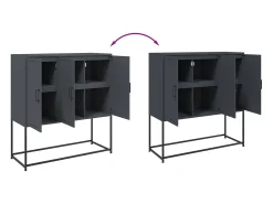 Aparador buffet cómoda armario mueble organizador cocina salón salón alto 100,5 x 39 x 107 cm acero antracita 02_0032198