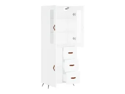 Aparador buffet cómoda armario mueble organizador cocina salón salón alto 69,5 x 34 x 180 cm madera contrachapada blanco 02_0032564