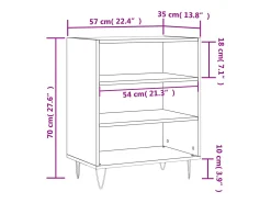 Aparador buffet cómoda armario mueble organizador cocina salón brillante 57 x 35 x 70 cm madera contrachapada blanco 02_0030648