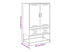 Aparador buffet cómoda armario mueble organizador cocina salón salón alto amarillo mostaza 68 x 39 x 111,5 cm acero amarillo 02_0034736