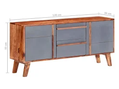 Aparador buffet cómoda armario mueble organizador cocina salón salón 120 x 30 x 55 cm madera maciza gris 02_0031779
